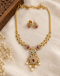 Ruby Emerald AD Pendant Necklace Set