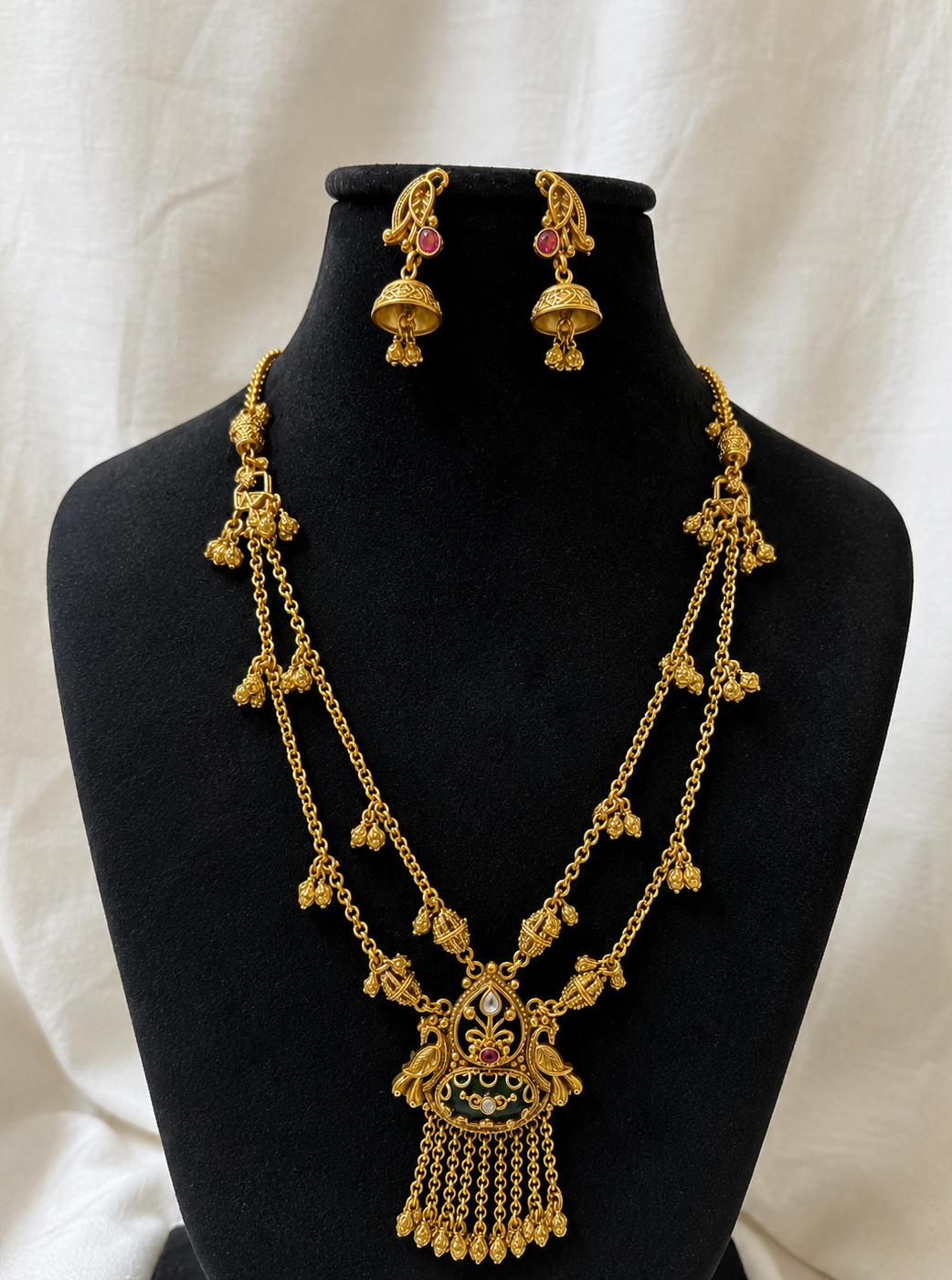 Royal Temple Bloom Brass Necklace Set