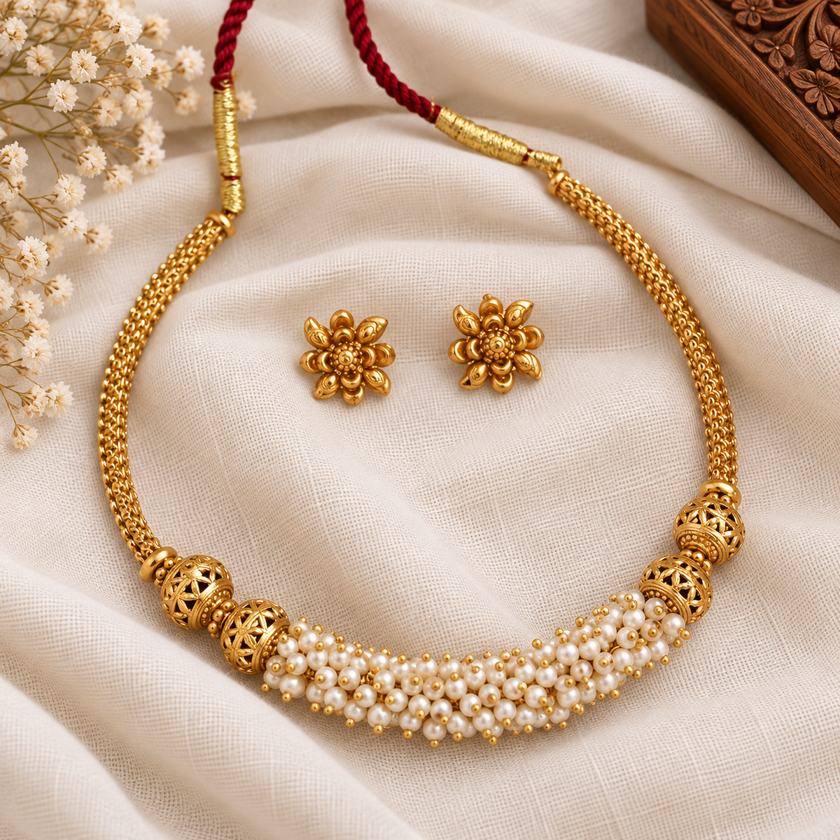 Pearl mogra Thushi Set