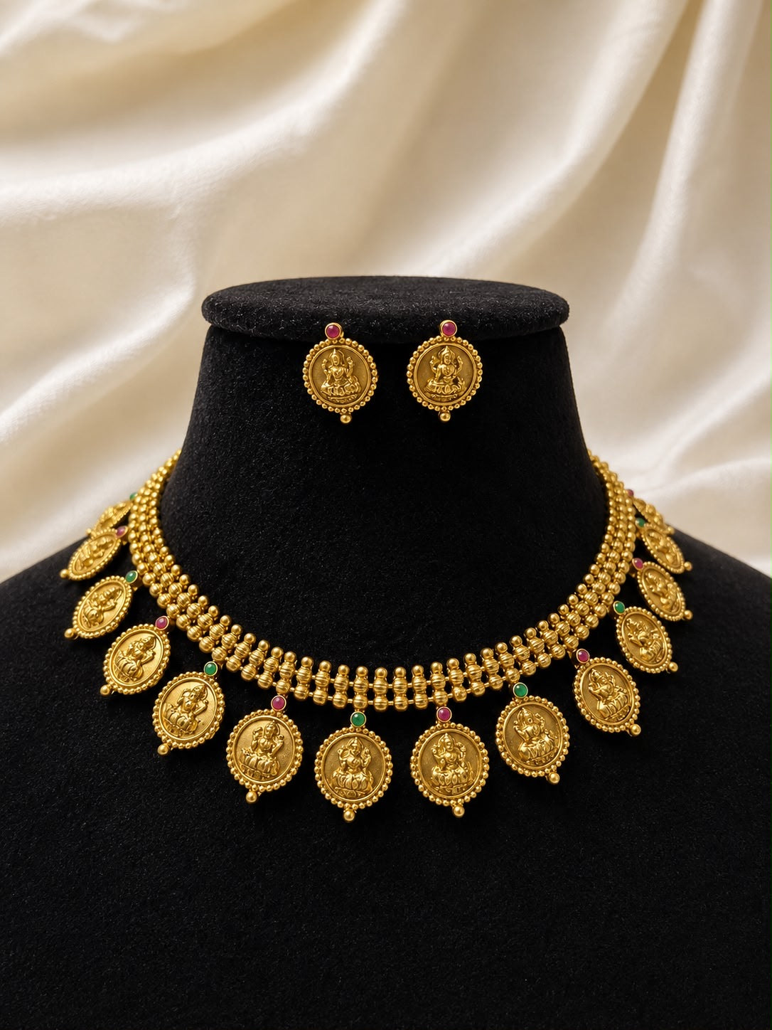 Premium Laxmi coin necklace with earrings