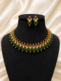 Emerald Ruby Meenakari Floral Necklace Set