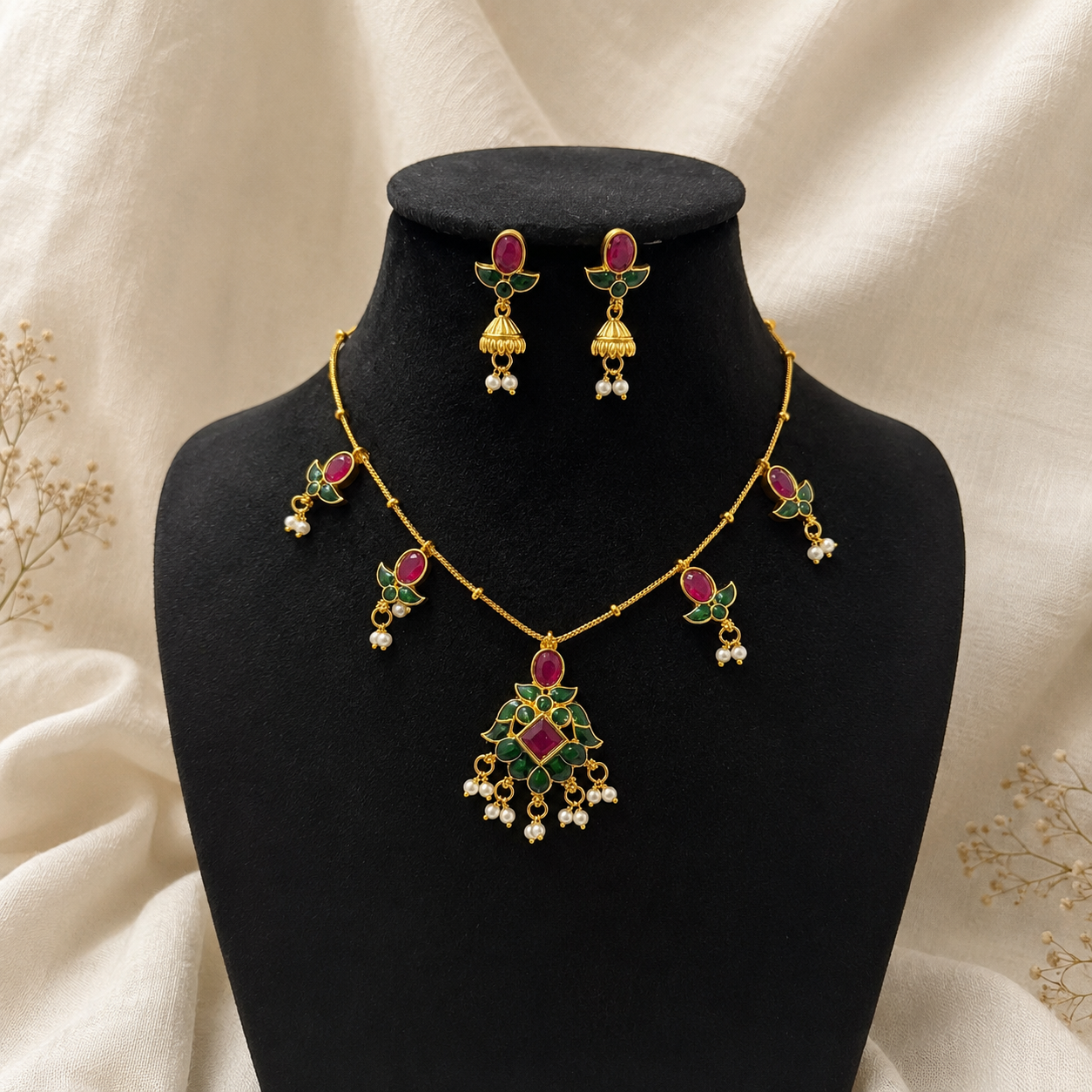 Gulnaar Meenakari Pendant Set
