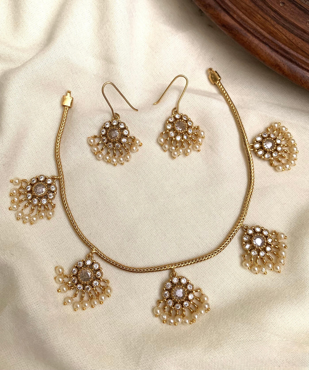 Simple American Diamonds necklace set