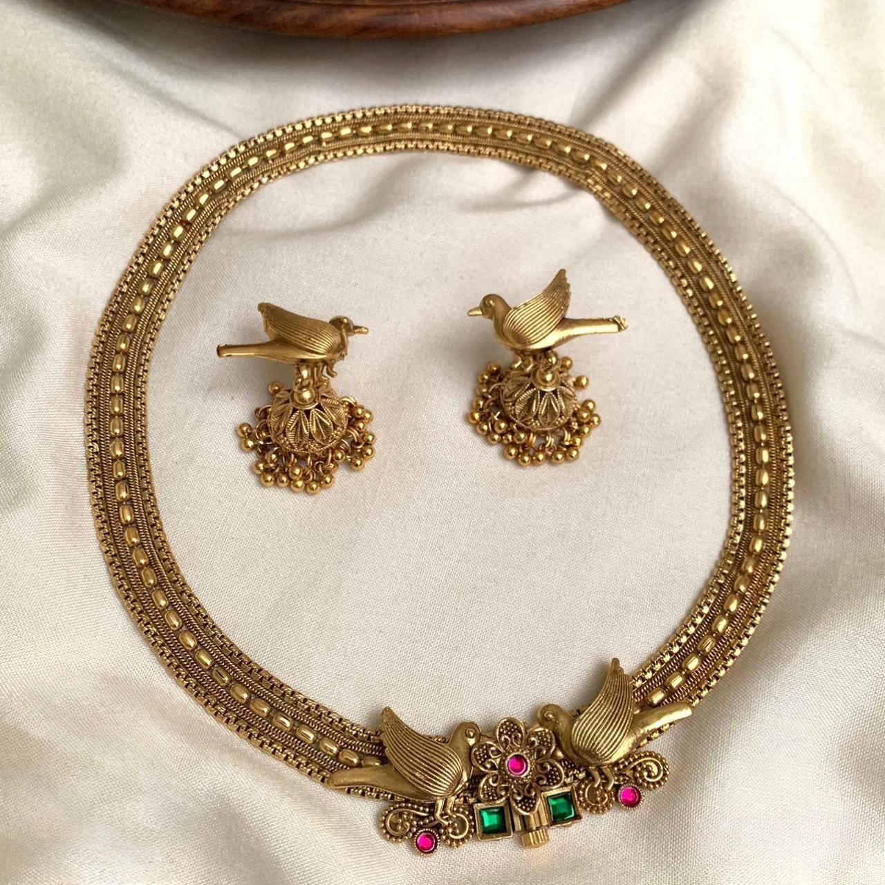 Swarn Pakshi Heritage Hasli with jhumkas