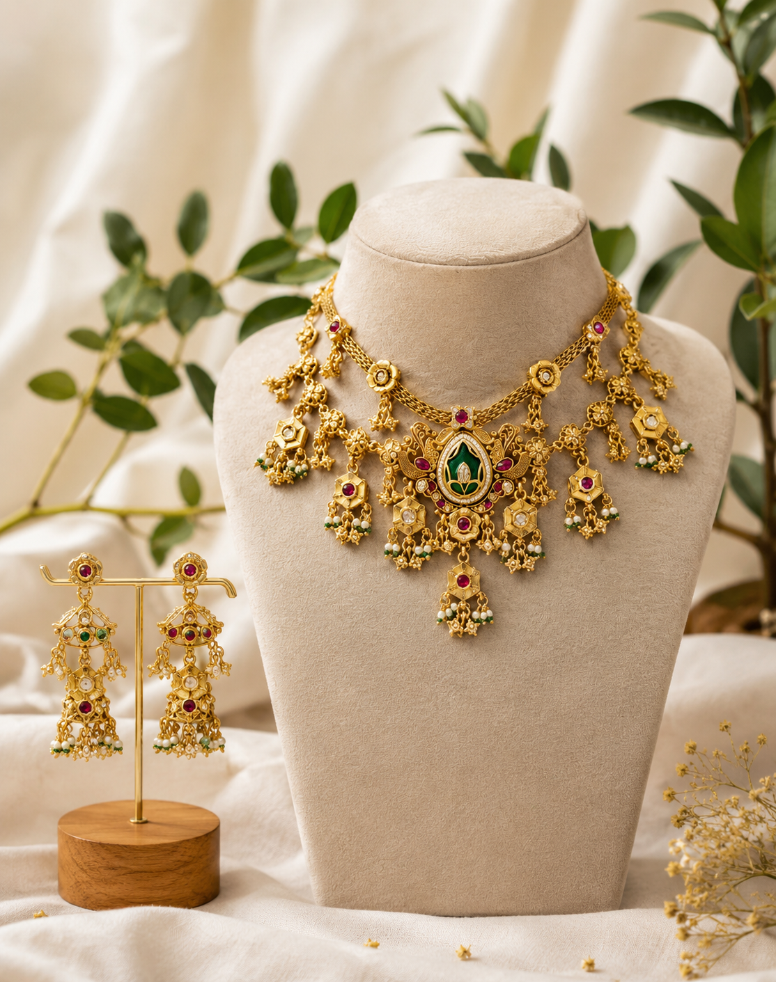 Heritage Brass Jewellery Set with Gold Plating & Swarovski Crystals