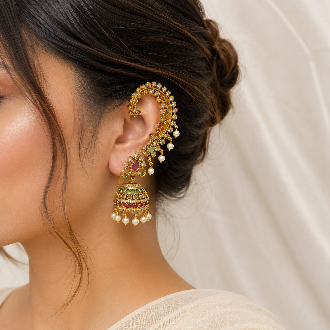 Royal AD bloom jhumka Earcuffs