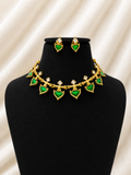 Emerald Meenakari Charm Necklace Set