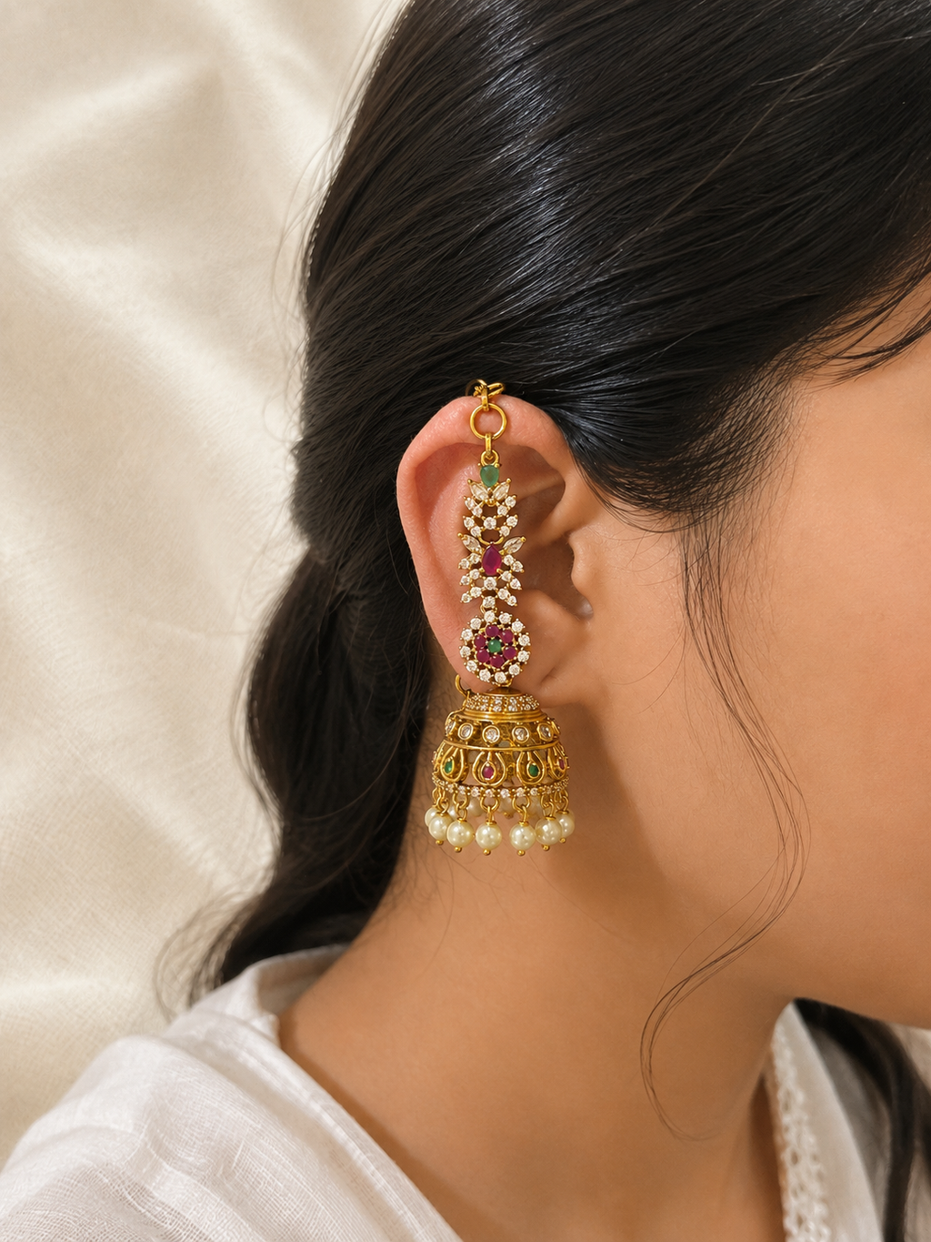Regal charm jhumka with Earcuffs