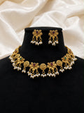 Lotus and Laxmi coin necklace set