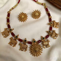 Cow Motif Necklace Set with Crystal Beads