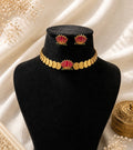 Laxmi coin and lotus choker set