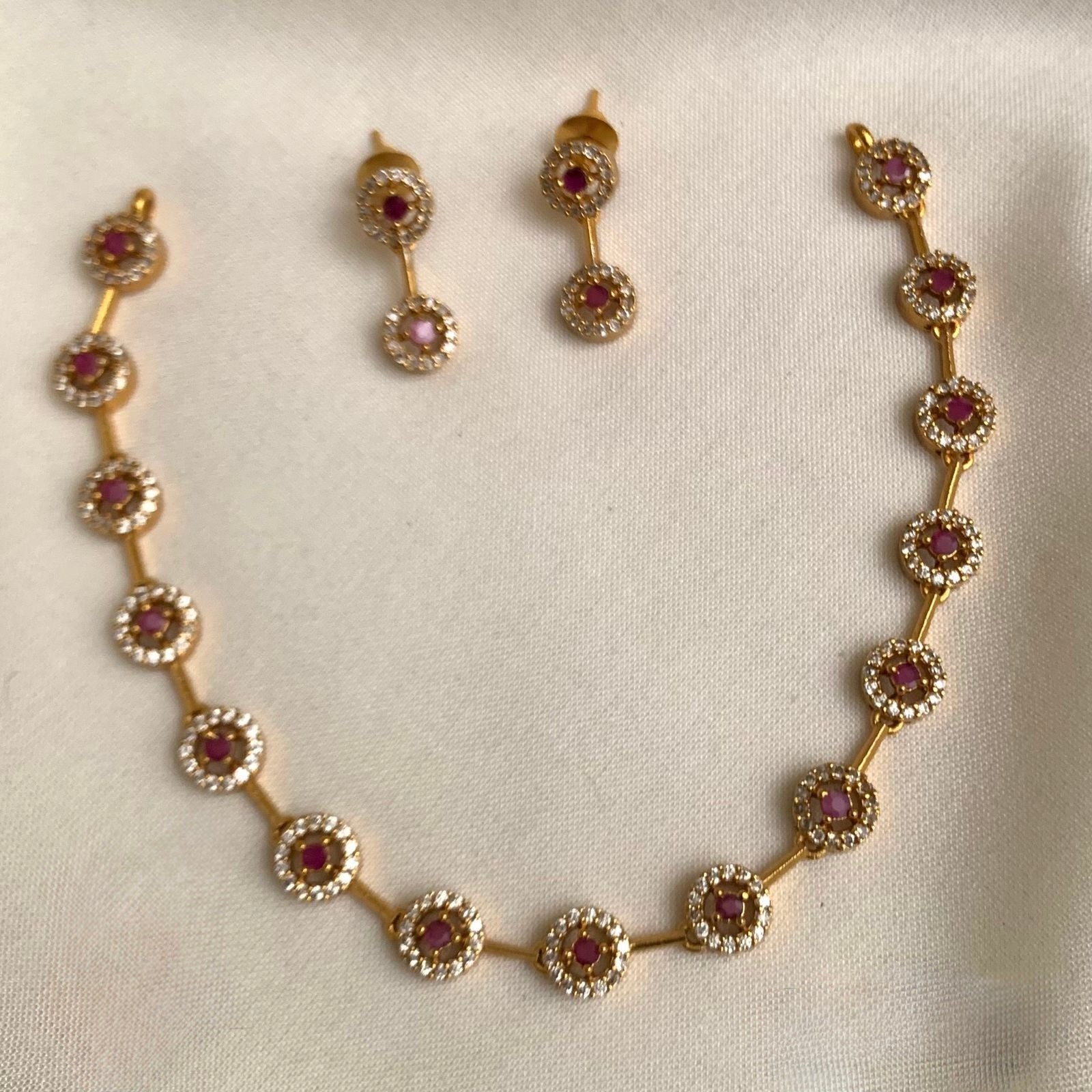 Premium American Diamonds Minimal necklace set
