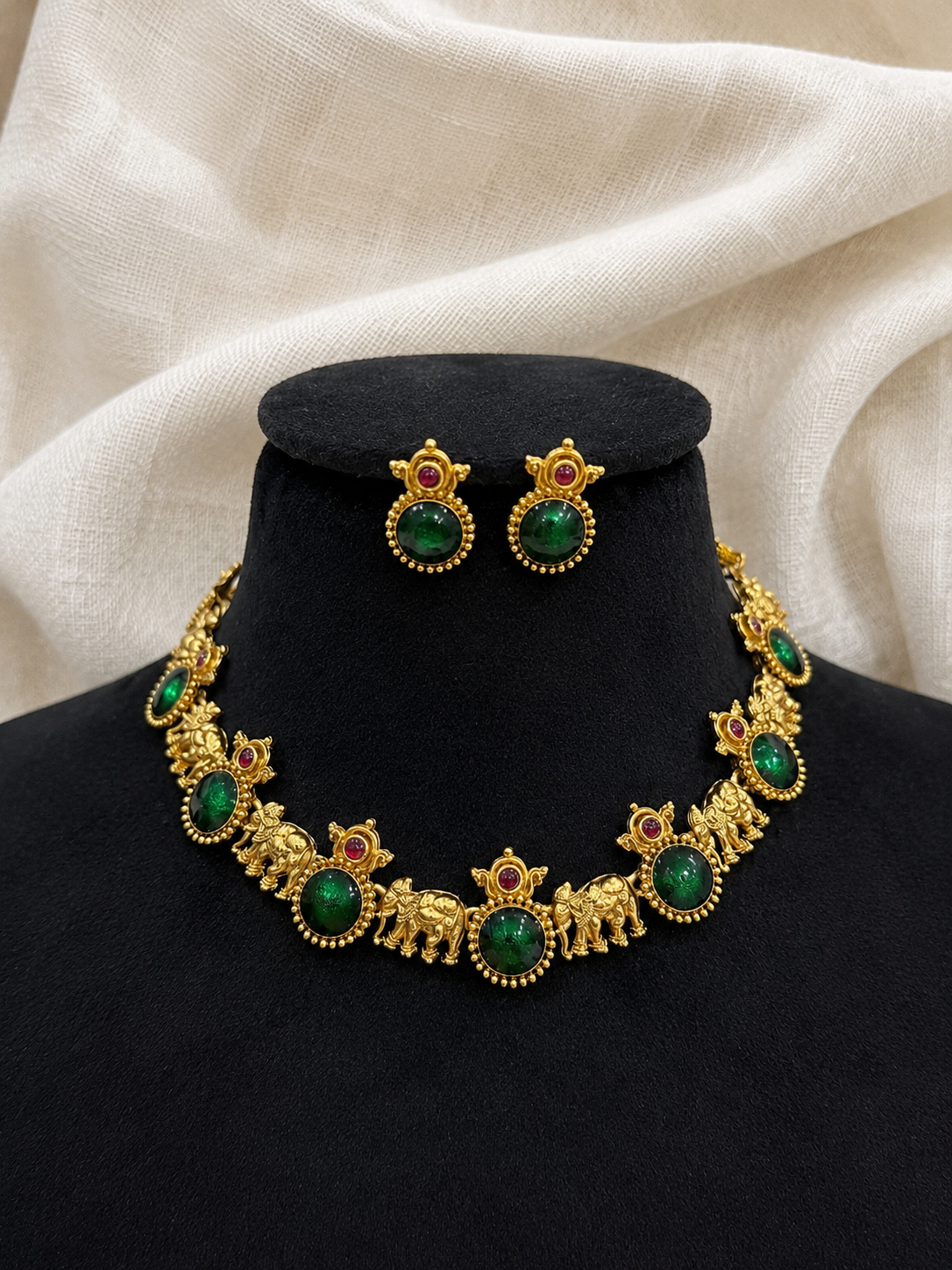 Royal meenkari elephant necklace set