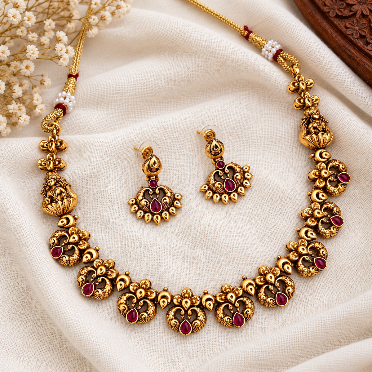 Antique Peacock Premium Necklace Set