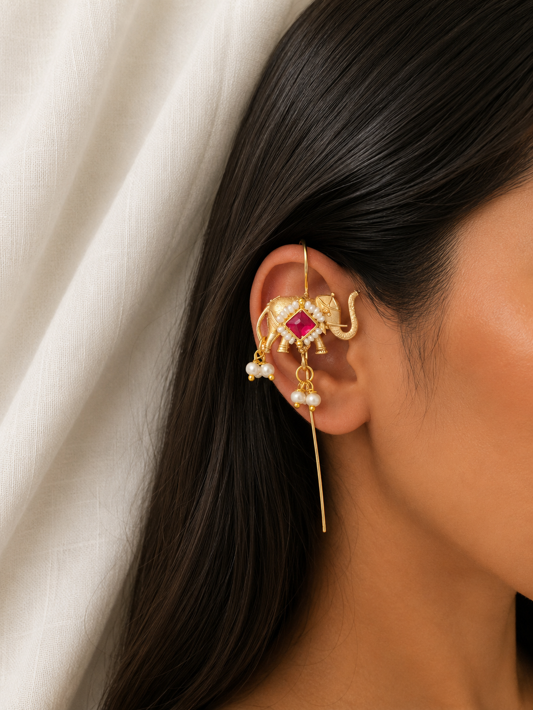 Gajraaj Pachi Kundan Earcuffs pair ✨