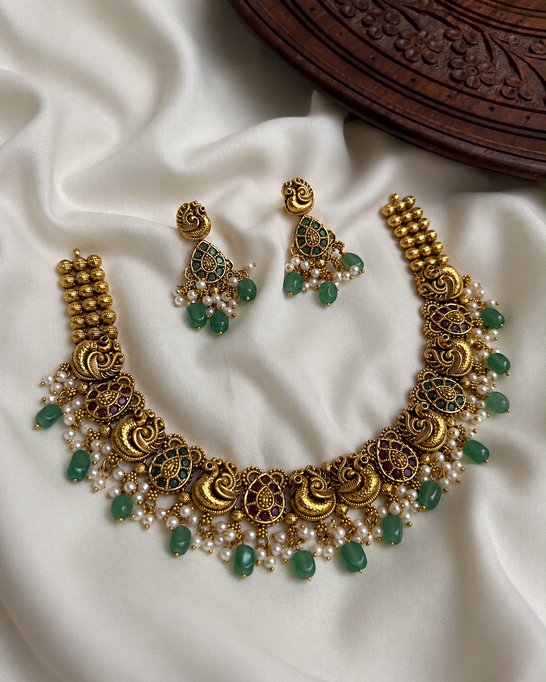 Premium peacock gold Necklace Set