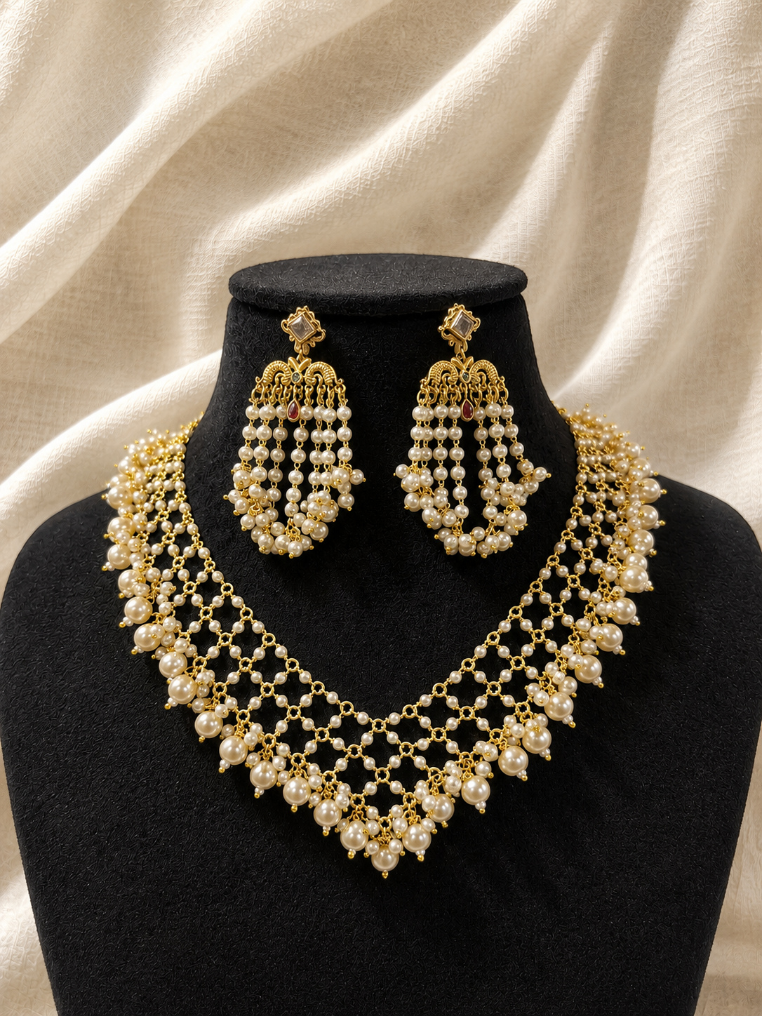 Pearl Veil Necklace Set