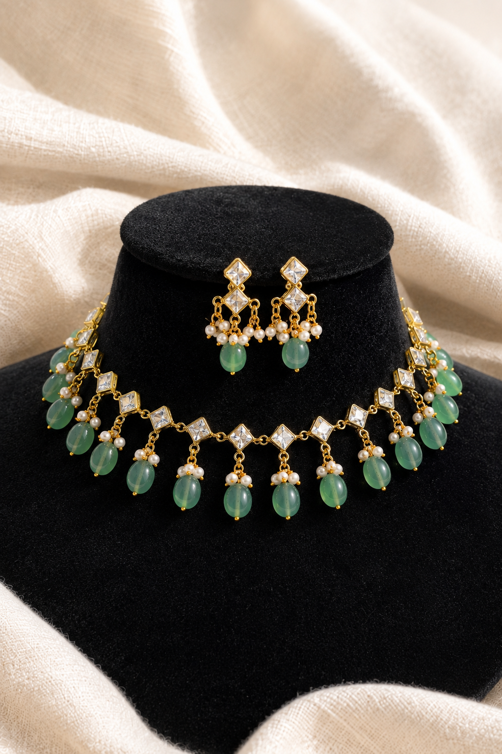 Polki glow necklace set
