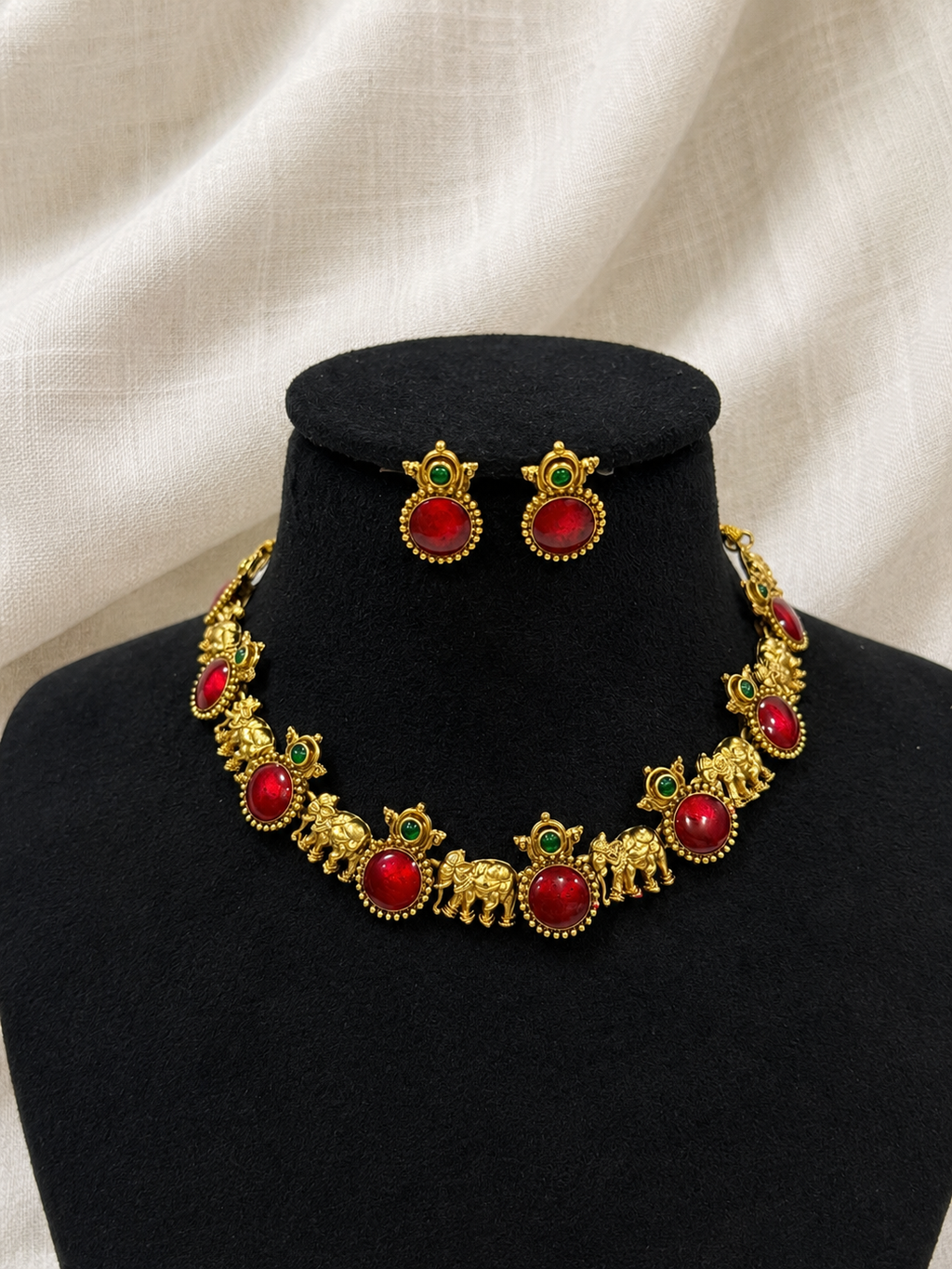 Royal meenkari elephant necklace set