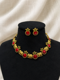 Royal meenkari elephant necklace set