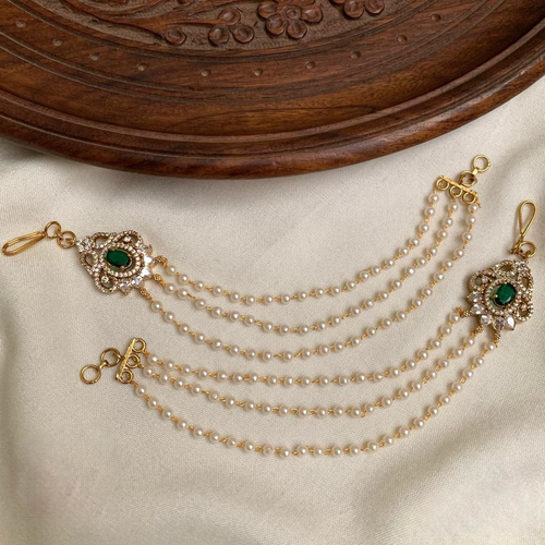 American Diamonds Pearl Ear Chains