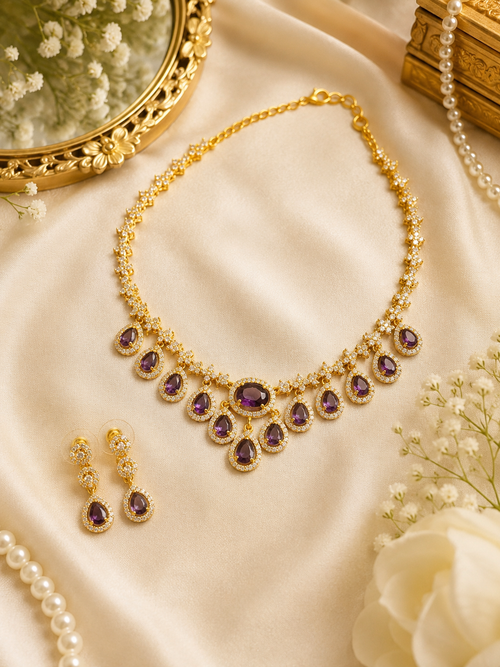American diamonds drop necklace set