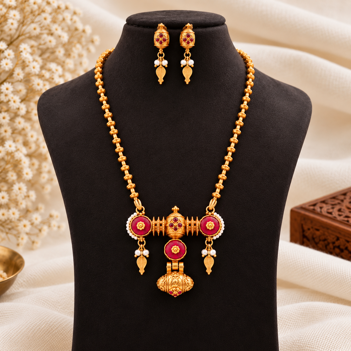 Royal Dholki Mala With earrings