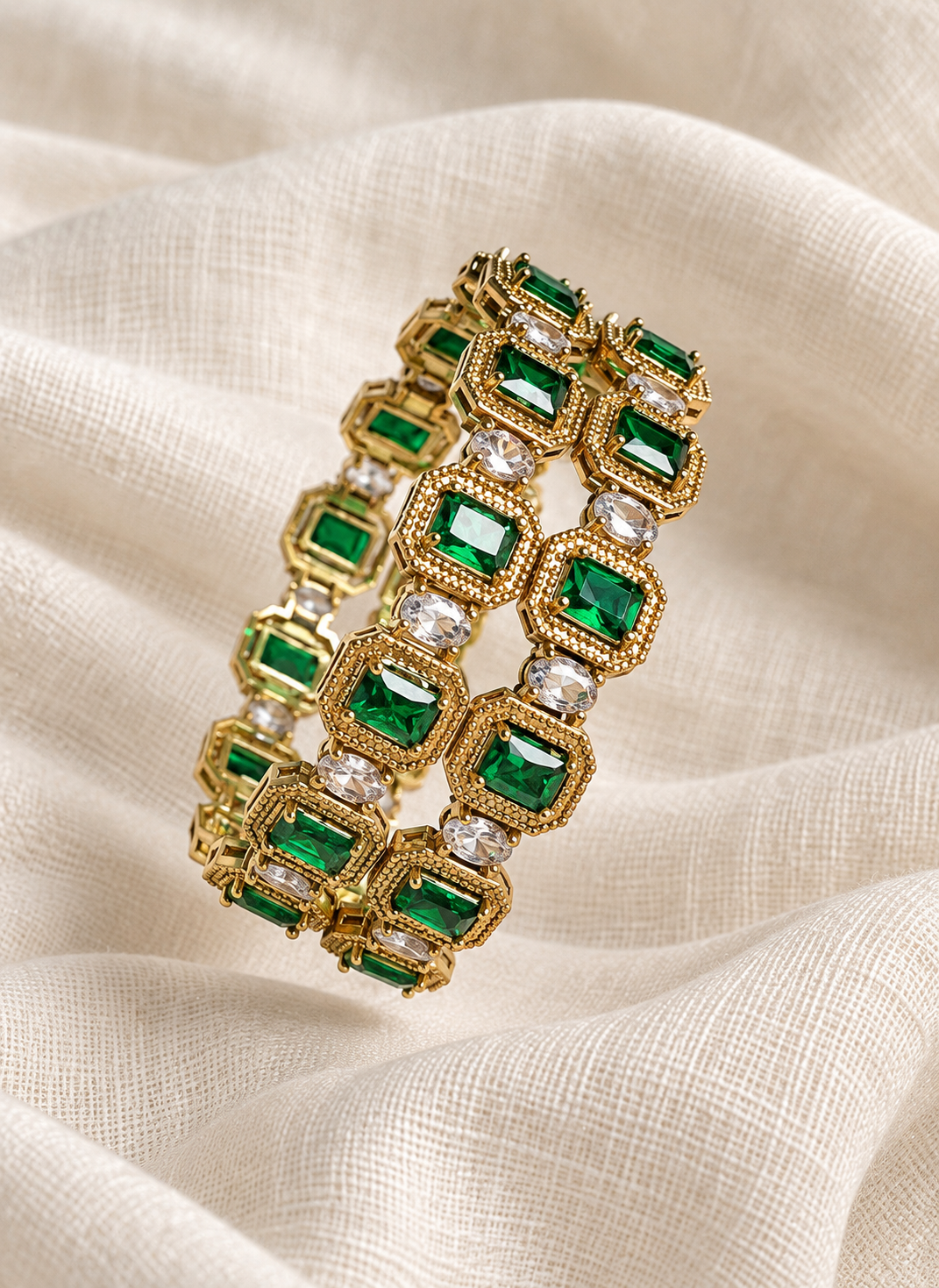 Emerald American diamonds bangles 2 pcs