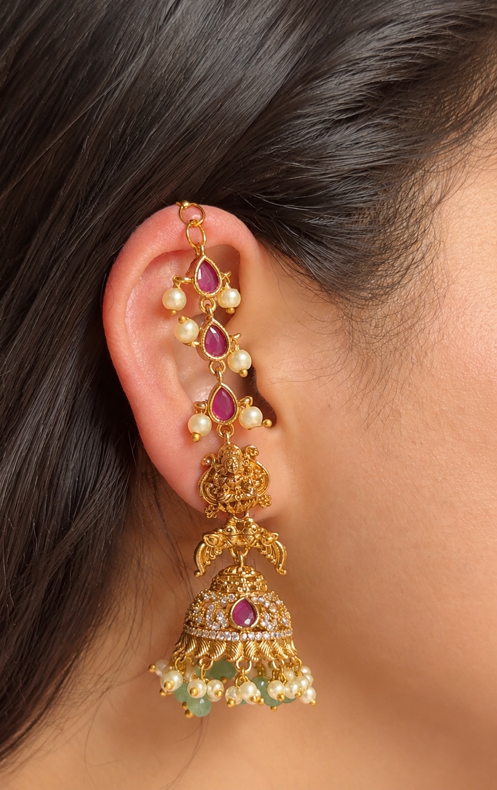 Kalyani Jhumka with Ear Chains