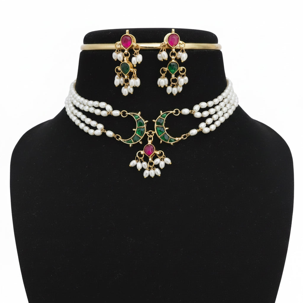 Chandrika Jadau Pearl Necklace Set