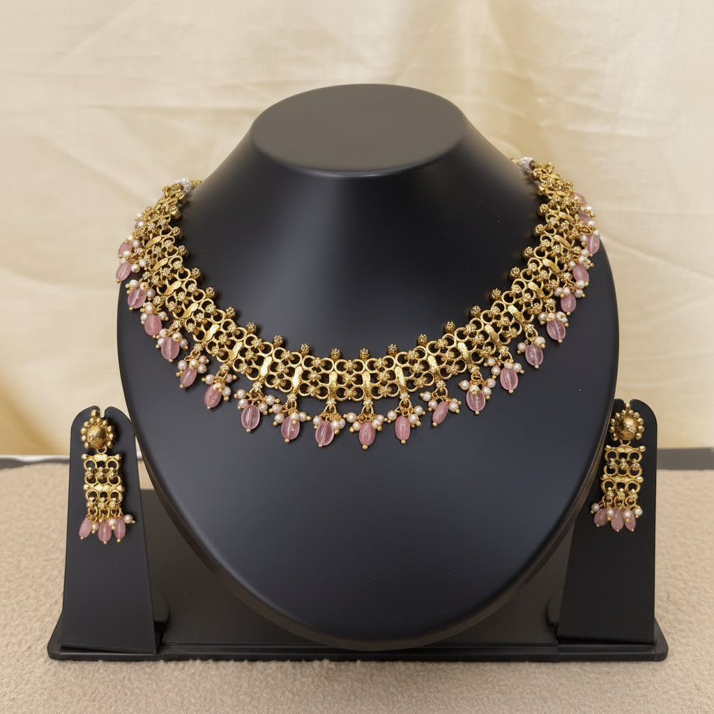 Pink Aura Brass Heritage Necklace