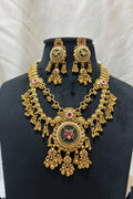 Emerald Heritage Temple Brass Necklace Set