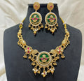 Royal Lotus Peacock Temple Necklace Set