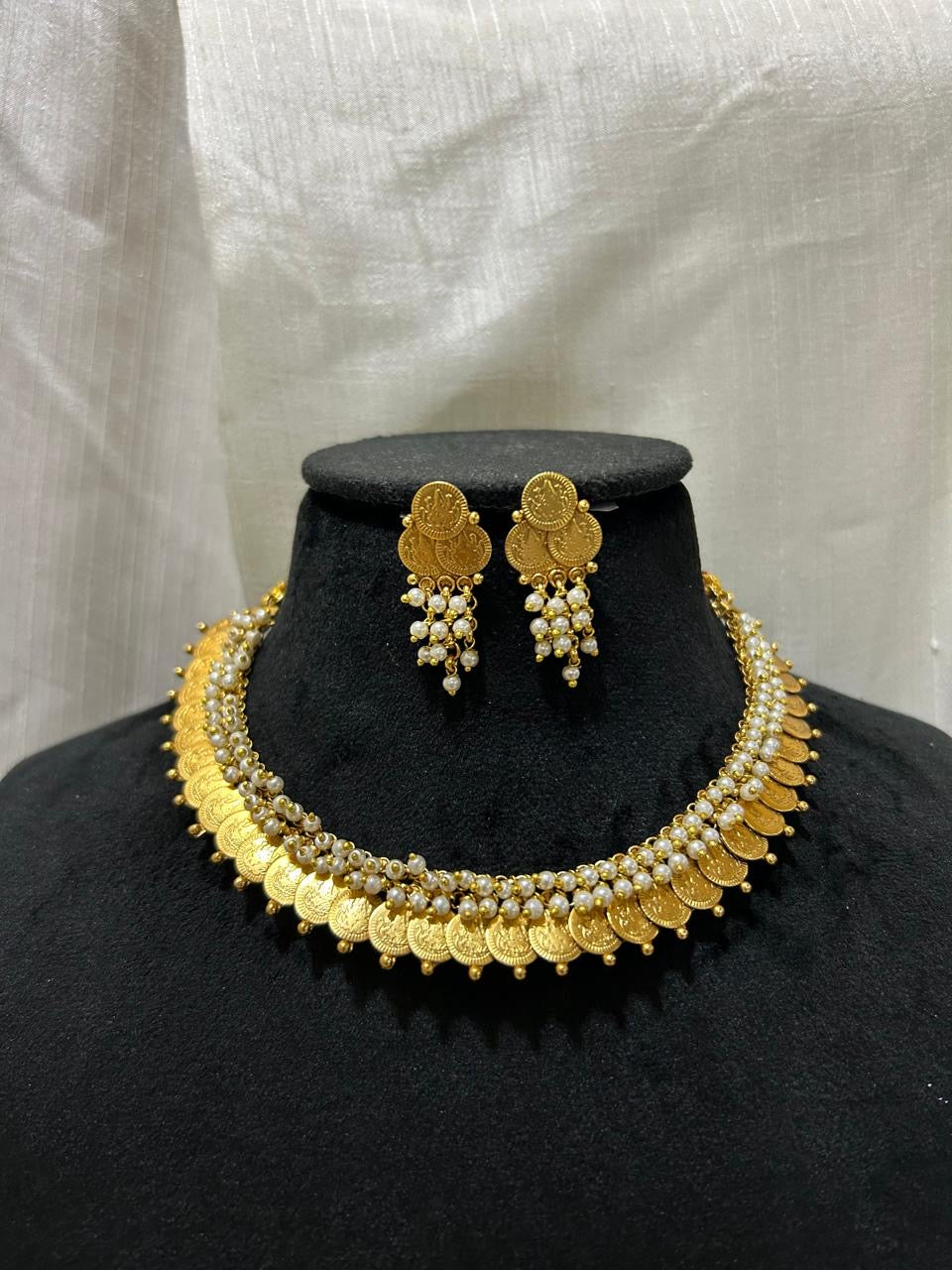 Mahalaxmi Pearl Coin Necklace Set