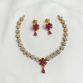 Ruby flower necklace set