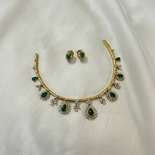 American diamonds pear shape necklace set